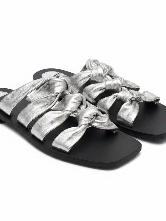 This is Our Other Line Shoes - This is Our Other Line Metallic Silver Slip on Sandals